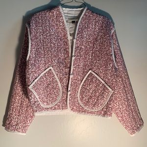 Maroon, pink, and white quilted Universal Thread Jacket